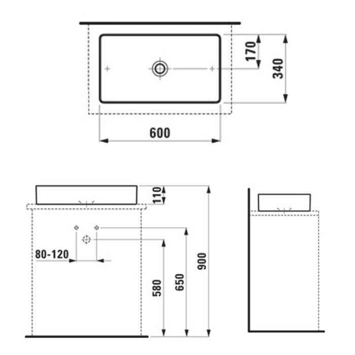 LIVING SQUARE умивальник 60*34см