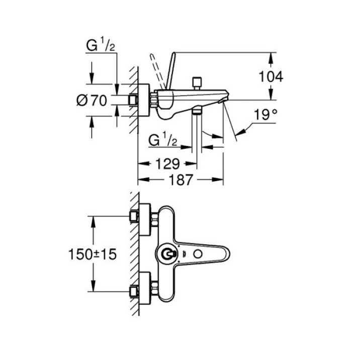 Смеситель для ванны Grohe Eurodisc Joystick (23431LS0)