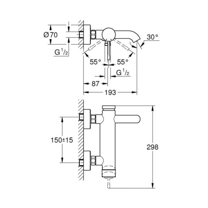 Смеситель для ванны GROHE Essence New 33624001