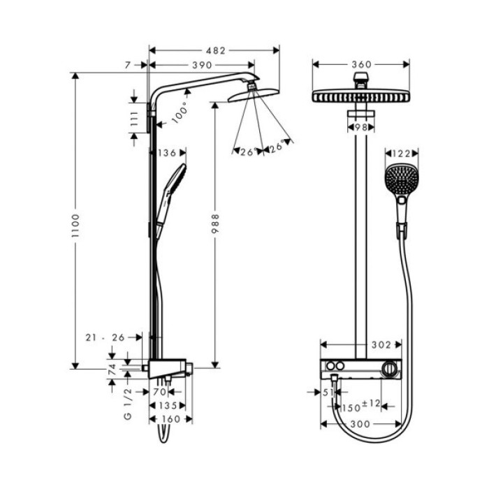 Душевая система Raindance Select E 360 Showerpipe