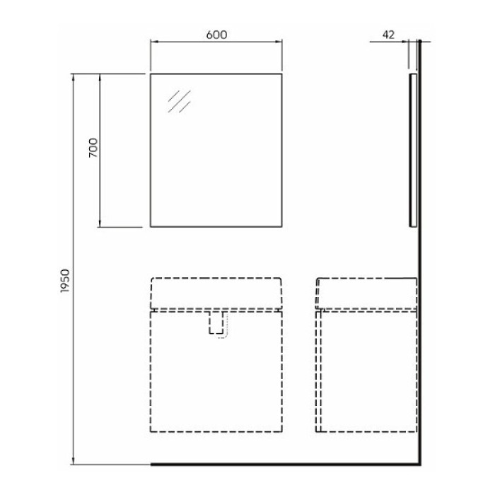 Зеркало KOLO TWINS,  60*4,2*70 cм