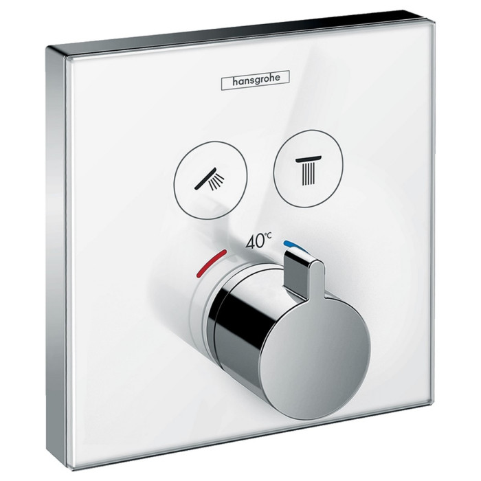 ShowerSelect Термостат  для двух потребителей, стеклянный, СМ белый/хром