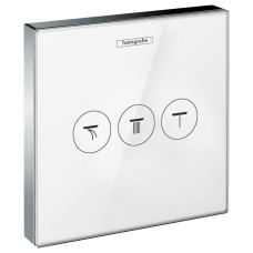 ShowerSelect Модуль с тремя запорными клапанами, стеклянный, белый/хром