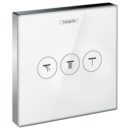 ShowerSelect Модуль с тремя запорными клапанами, стеклянный, белый/хром