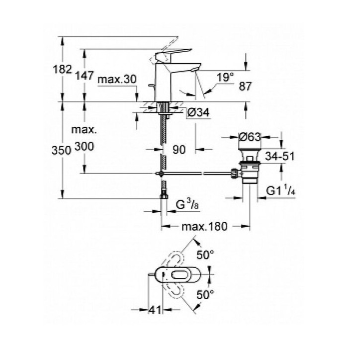 Смеситель для умывальника GROHE BauLoop 23335000 048231