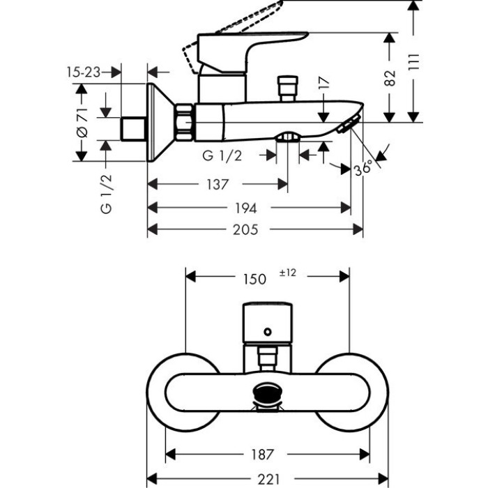 Смеситель для ванны HANSGROHE Talis E 71740000
