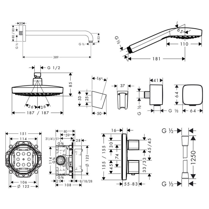 ShowerSet Croma Select E/Ecostat E Душевой набор (верхний, ручной душ, ibox, термостат) ShowerSet Croma Select E/Ecostat E Душевой набор (верхний, ручной душ, ibox, термостат)