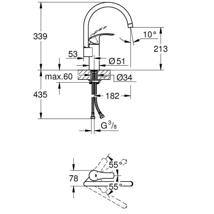 Змішувач для кухні GROHE Eurosmart New 33202003