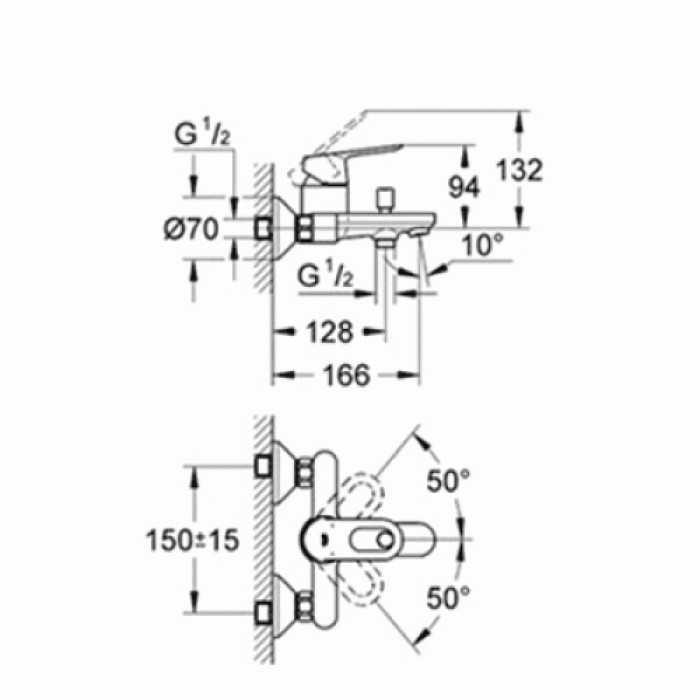 Смеситель для ванны GROHE BauLoop