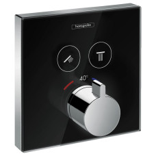 ShowerSelect Термостат  для двух потребителей, стеклянный, СМ черный/хром
