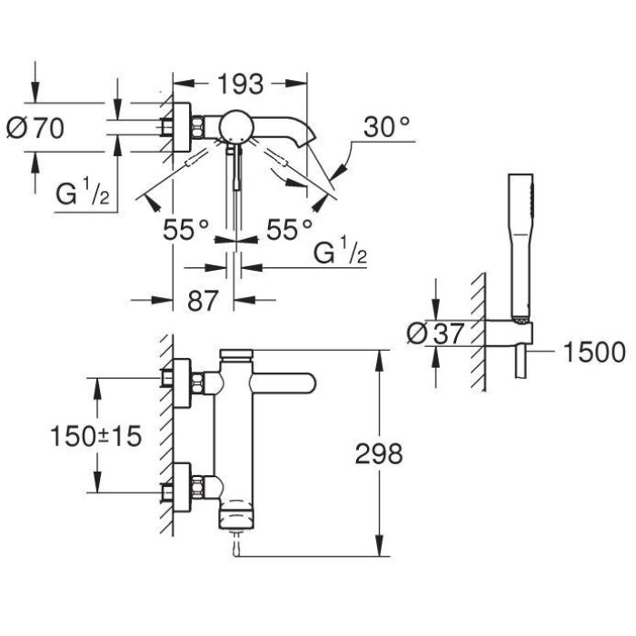 Смеситель для ванны GROHE ESSENCE 33628001