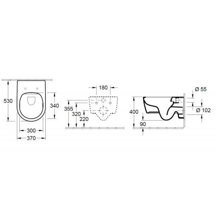 AVENTO унітаз 37*53см, Rimless підвісний, гір. випуск, із сидінням, колір альп. білий