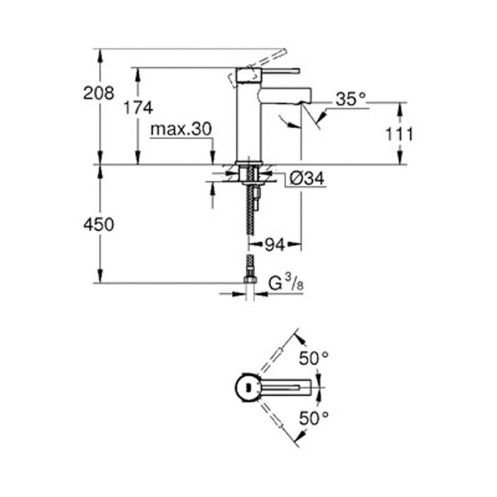 Смеситель для умывальника GROHE Essence New 34294001 050461