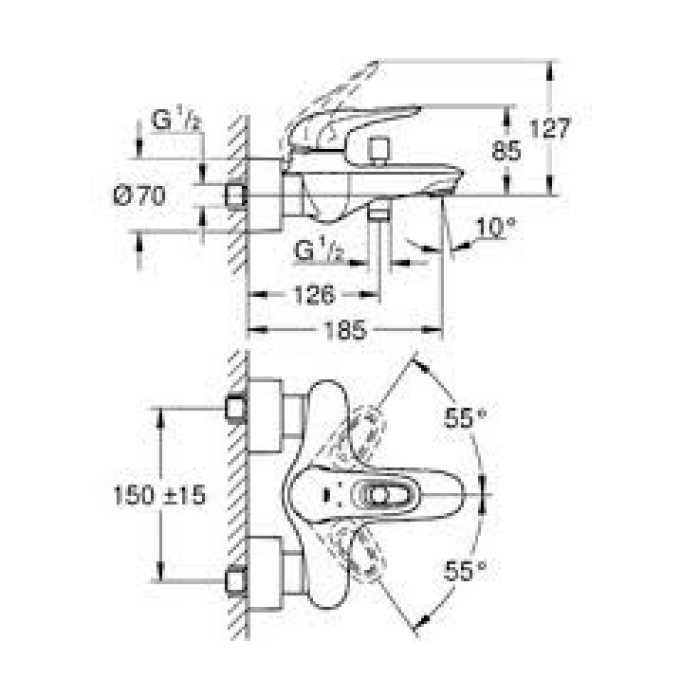 Смеситель для ванны GROHE Eurostyle 33591003