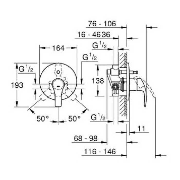 Смеситель для душа Grohe Eurosmart  (33305002)