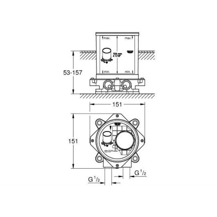 Grohe Монтажный набор для напольного излива ½ для ванны