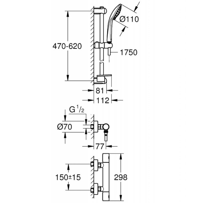 Душевой набор GROHE Grohtherm 1000 Cosmopolitan M
