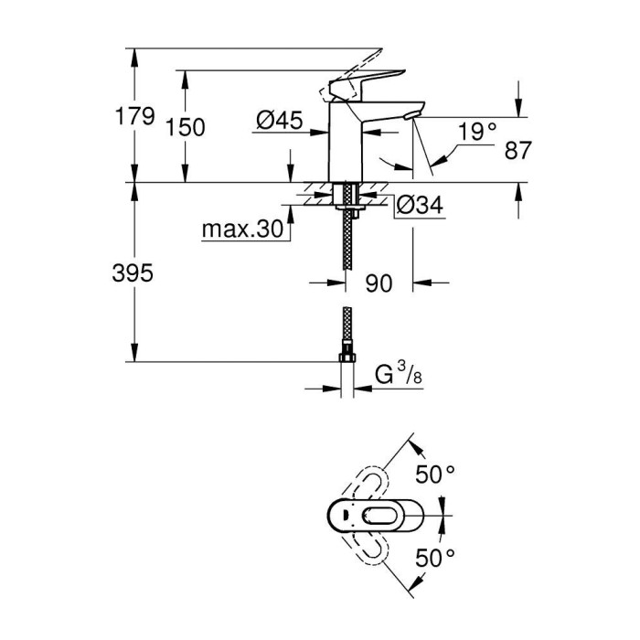 Смеситель для умывальника GROHE BauLoop 23337000 054643
