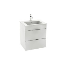 SUIT тумба 540*422*620мм с раковиной, 1 отверстие под смеситель, 2 выдвижных шкафчика, цвет белый глянец