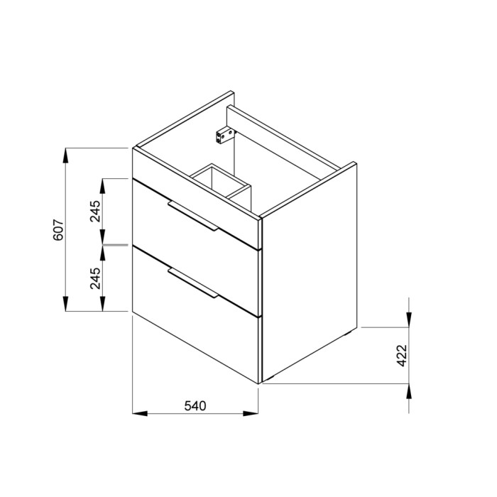 SUIT тумба 540*422*620мм з раковиною, 1 отвір під змішувач, 2 висувні шафки, колір білий глянець