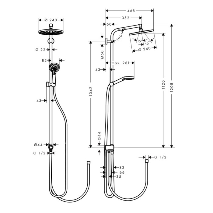 Crometta S 240 1jet Showerpipe Reno Душова система
