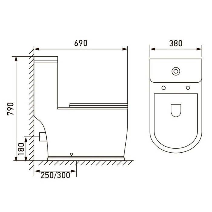 PUERTA RIM компакт 690*380*790мм, гор. выпуск, нижний подвод, бачок 3/6л, сиденье твердое slow-closing