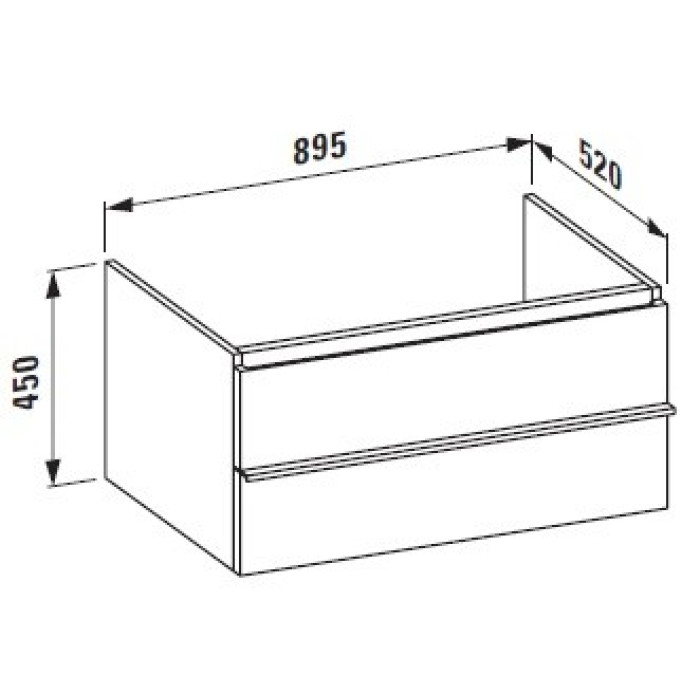 CASE тумба 89,5*52*23/45см, с 2мя выдвижными ящикаичками, с сифоном, открытая сверху и с тыла, светлый дуб