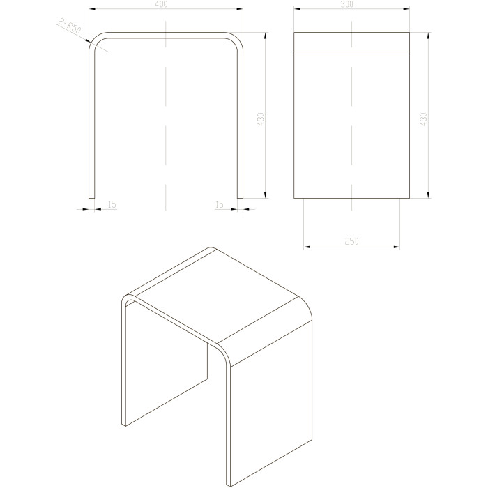 Стул каменный VOLLE Solid surface, 400*300*430mm