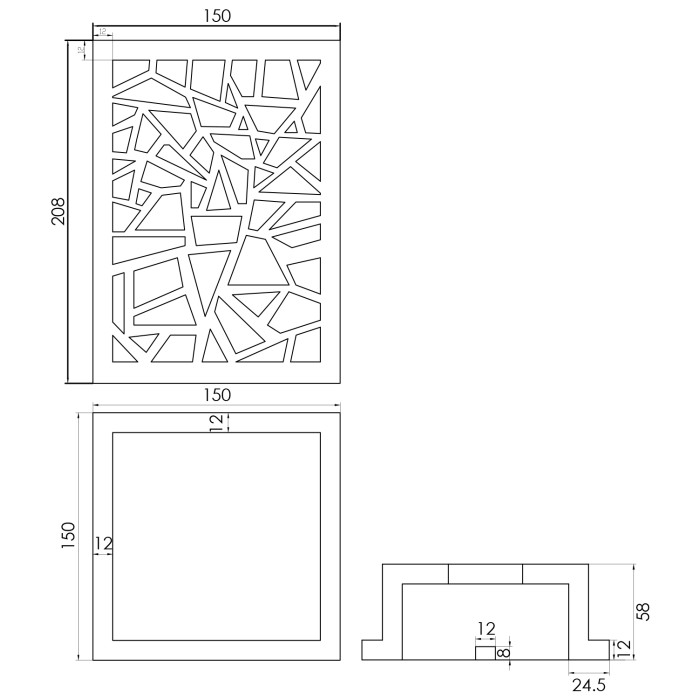 Декоративний ажурний світильник, кам'яний Solid surface 150*150*220mm