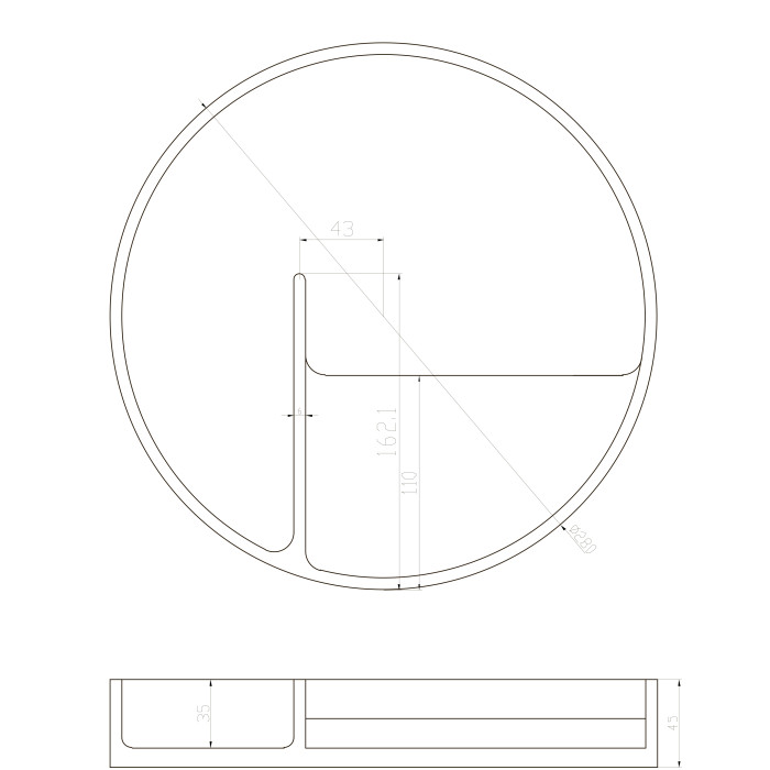 Тарілка для косметики, кам'яна Solid surface D280*45mm