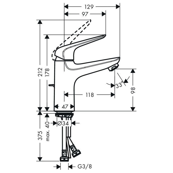 Змішувач для умивальника HANSGROHE Novus 100 71030000