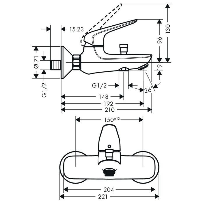 Змішувач для ванни HANSGROHE Novus 71040000