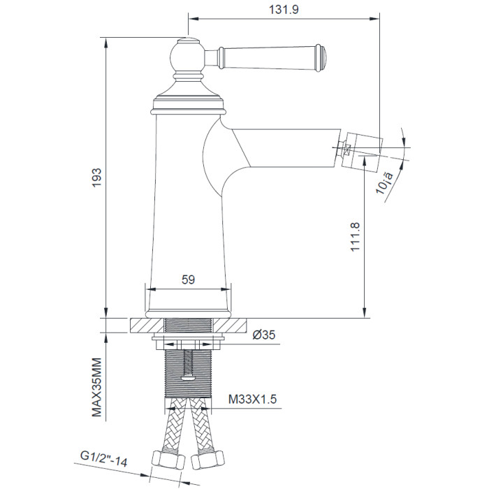 Смеситель для биде HYDRANT 35 мм