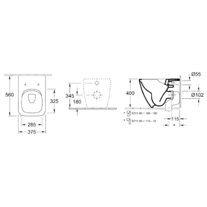 VENTICELLO унитаз 37,5*56см Rimless, напольный, DirectFlush, цвет белый альпин С+