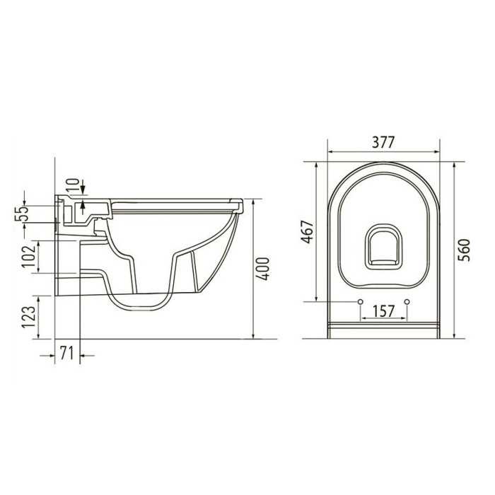 SOLAR Rimless подвесной унитаз 56*37,7*40см, сиденье твердое Slim slow-closing