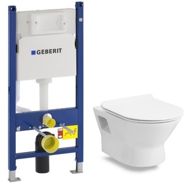 Комплект: FIESTA RIM унітаз підвісний, тверде сидіння SLIM slow-closing + Інсталяція Geberit Duofix, Н112, 12 см (UP100) без клавіші