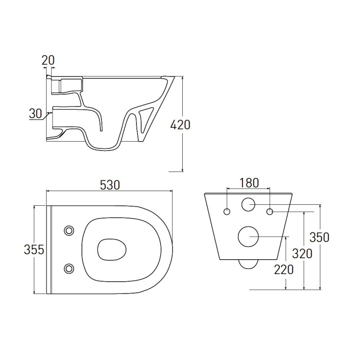 AIVA Rimless 530*355 *420 мм підвісний унітаз з сидінням Slim slow-closing
