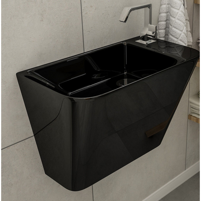 TEO black умивальник 50*28*35см моноблок підвісний