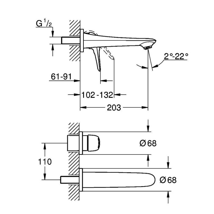 Смеситель для умывальника GROHE EUROSTYLE NEW 19571003