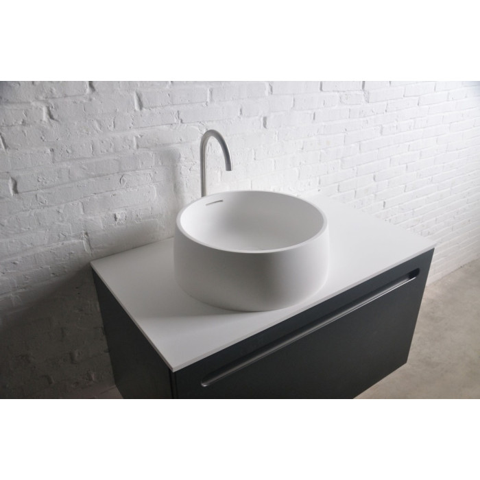 Раковина накладная каменная  круглая Solid surface ø420*150 mm