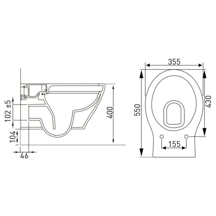 Комплект: IBERIA Rimless Унітаз підвісний, сидіння Slim slow-closing (550*355*400)+Комплект інсталяції Volle Master4в1 (хром)