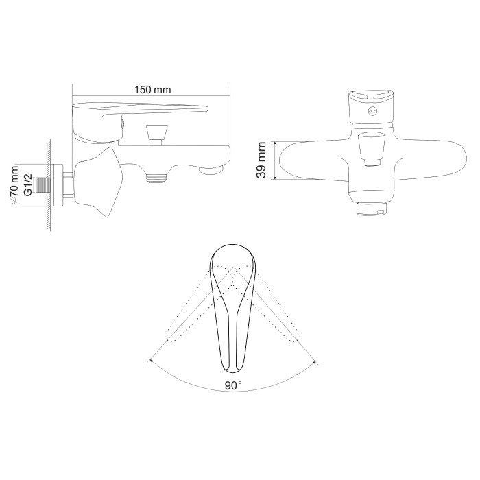 Cмеситель для ванны Rozzy Jenori TULIP RBZ081-3