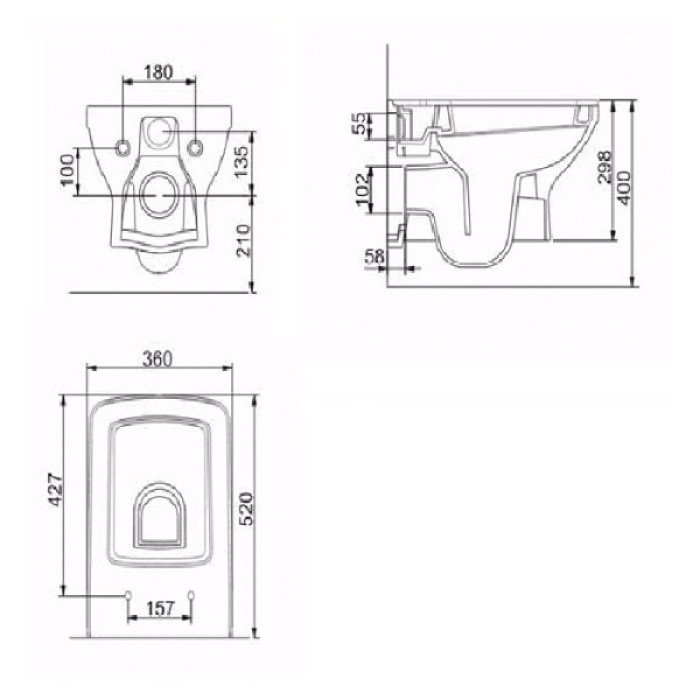 LARIOS Унітаз 520*360*400мм підвісний, сидіння тверде Slim slow-closing