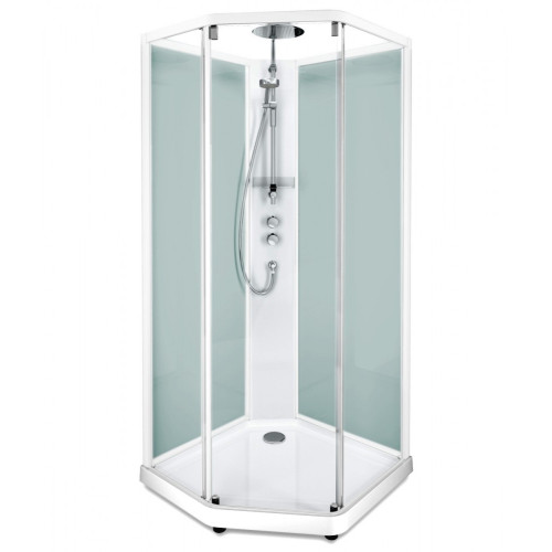 Задні стінки душової кабіни п'ятикутної IDO SHOWERAMA 10-5 Comfort 100*100см, білий профіль/матове скло