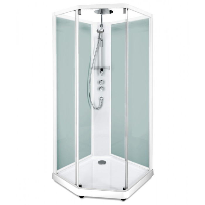 Задние стенки душевой пятиугольной кабины  IDO SHOWERAMA 10-5 Comfort  100*100см, белый профиль/матовое стекло