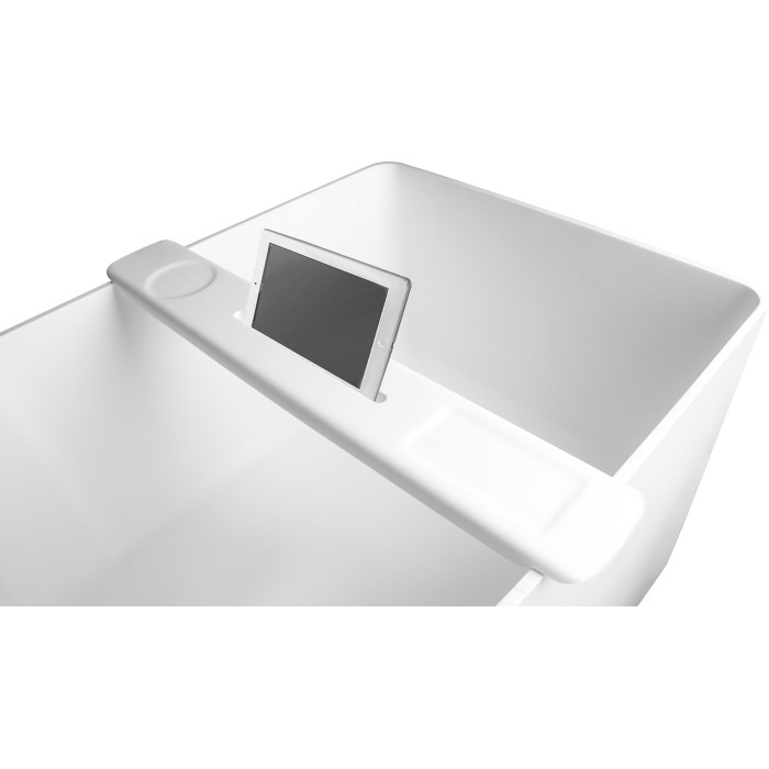 Накладна полиця на ванну, кам'яна Solid surface 870*115*24mm, колір білий