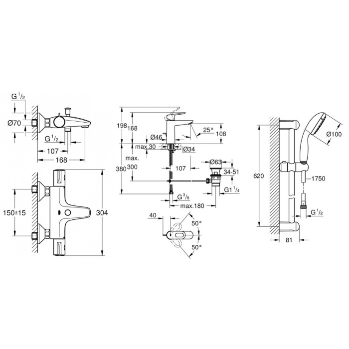 Grotherm+Bauloop набор с термостатом (23762000+34567000+27598000)