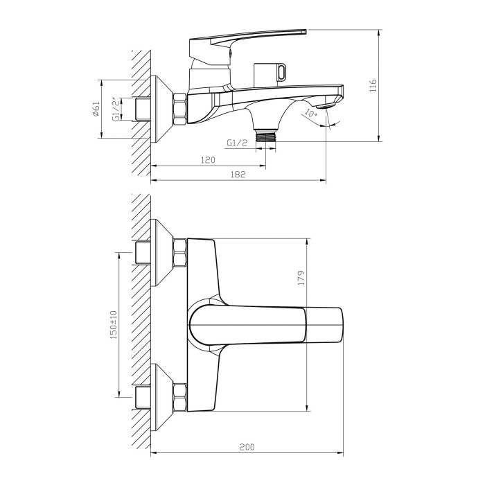 Смеситель для ванны Imprese KAMPA 10285