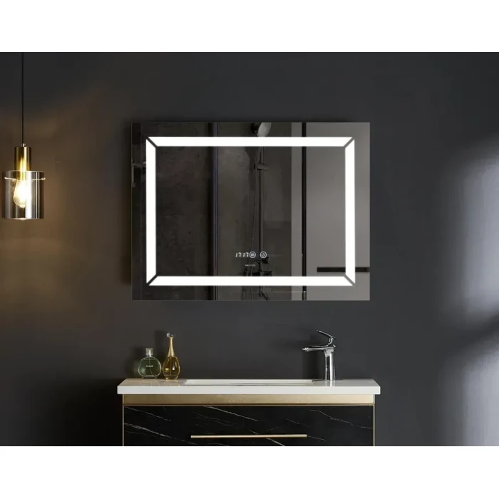 Дзеркало з LED-підсвічуванням MIXXUS Light MR01-700x500 годинник, антизапотівання