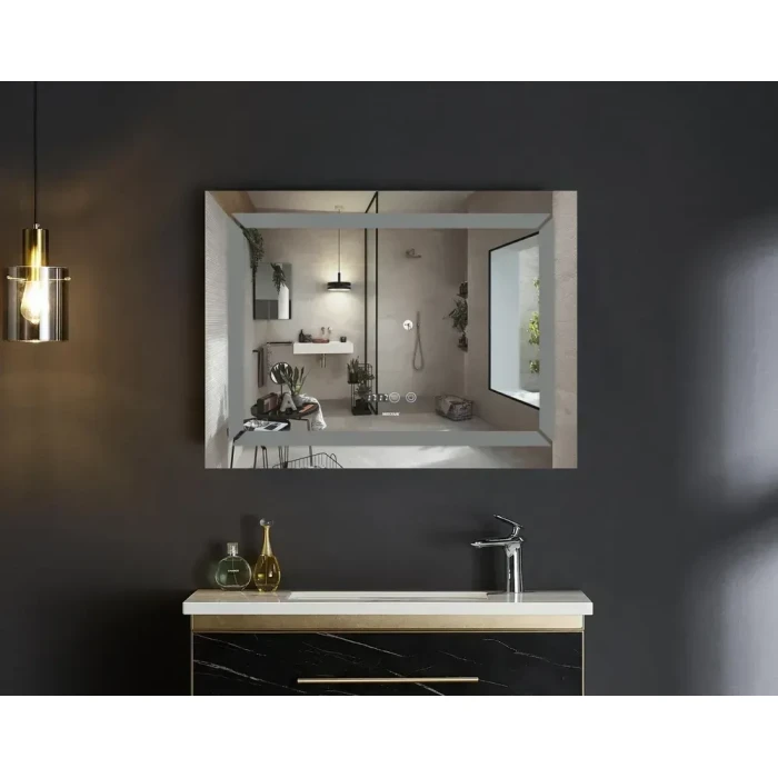 Дзеркало з LED-підсвічуванням MIXXUS Light MR01-700x500 годинник, антизапотівання